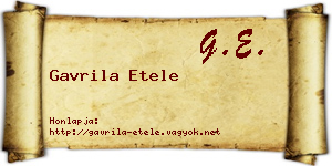 Gavrila Etele névjegykártya
